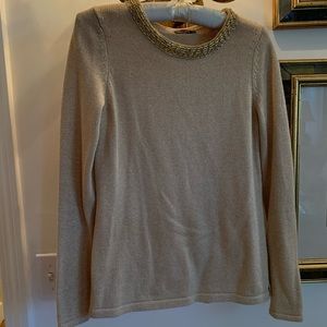 J.McLaughlin sweater with gold beaded trim